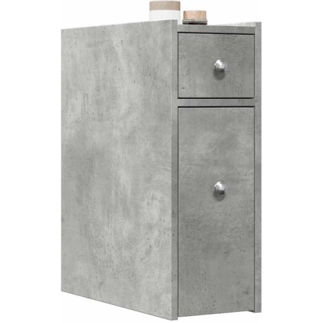 Narrow Bathroom Cupboard with Wheels Concrete Grey Engineered Wood vidaXL