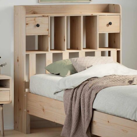 Headboard with Storage 75 cm Solid Wood Pine vidaXL