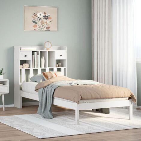 vidaXL Bookcase Bed without Mattress White 75x190 cm Small Single Solid Wood Pine (1/5)