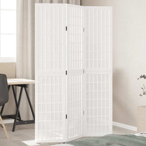Room Divider 3 Panels White Solid Wood Paulownia vidaXL