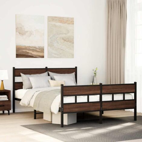Metal Bed Frame without Mattress Brown Oak 160x200 cm vidaXL (1/5)