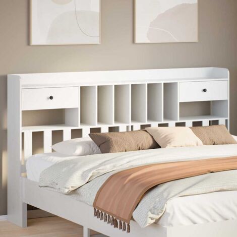 Headboard with Storage White 180 cm Solid Wood Pine vidaXL