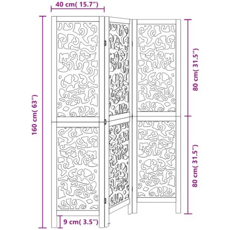 Room Divider 3 Panels Black Solid Wood Paulownia vidaXL