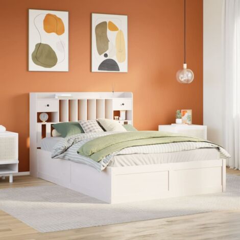Bed Frame without Mattress White 160x200 cm Solid Wood Pine vidaXL (1/5)