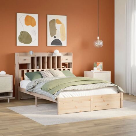 Bookcase Bed without Mattress 140x200cm Solid Wood Pine vidaXL (1/5)