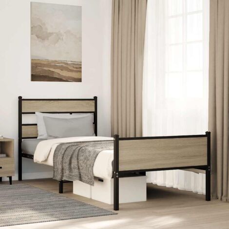 Bed Frame without Mattress Sonoma Oak 80x200 cm Engineered Wood vidaXL (1/5)