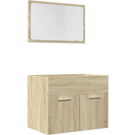 2 Piece Bathroom Furniture Set Sonoma Oak Engineered Wood vidaXL