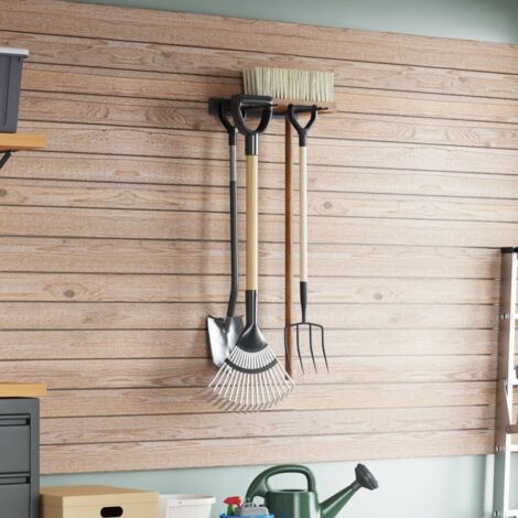 Garden Tool Storage Rack Wall Mounted Black Steel vidaXL (1/5)