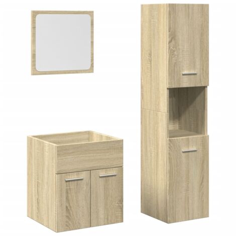 3 Piece Bathroom Furniture Set Sonoma Oak Engineered Wood vidaXL