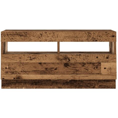 TV Cabinet with LED Lights Old Wood 80x35x40 cm Engineered Wood vidaXL