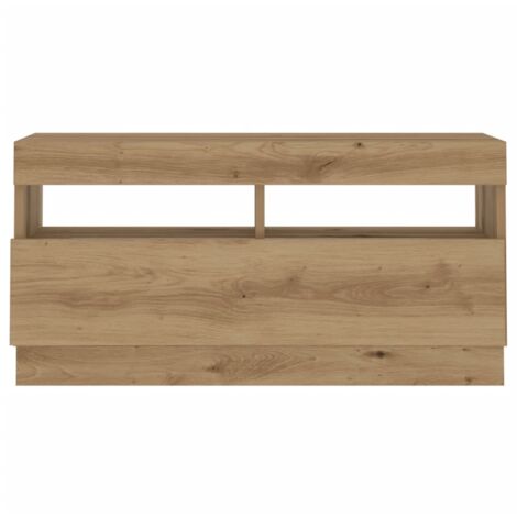 TV Cabinet with LED Lights Artisian Oak 80x35x40 cm Engineered Wood vidaXL