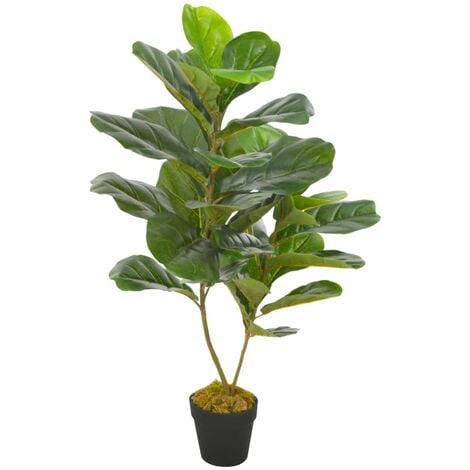 vidaXL Artificial Plant Fiddle Leaves with Pot Green 90 cm - Green