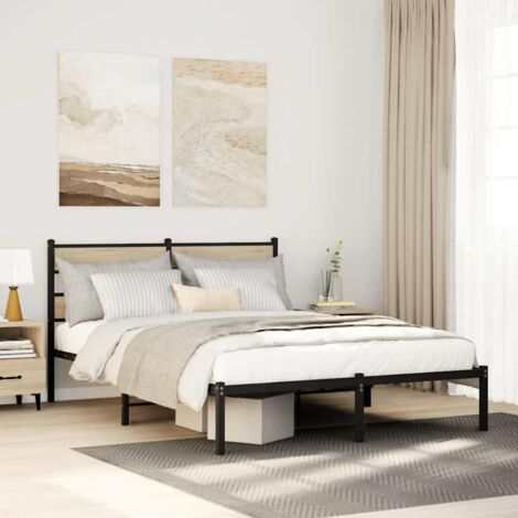Metal Bed Frame without Mattress Sonoma Oak 140x190 cm vidaXL (1/5)
