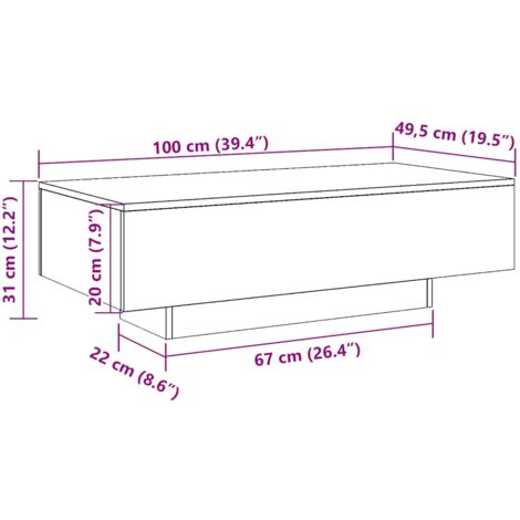 Coffee Table Old Wood 100x49.5x31 cm Engineered Wood vidaXL