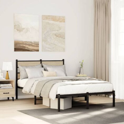 Metal Bed Frame without Mattress Sonoma Oak 120x200 cm vidaXL (1/5)