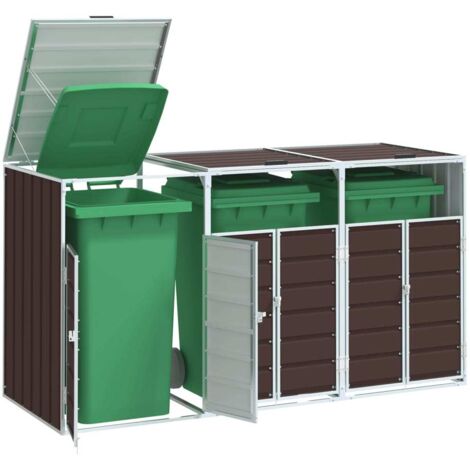 Wheelie Bin Storage for Triple Bins Brown 216x81x115 cm Steel vidaXL