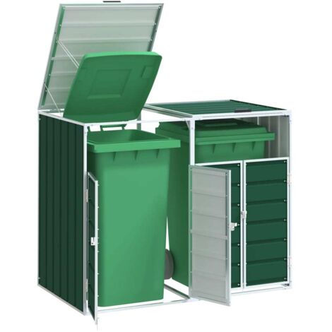 Wheelie Bin Storage for Double Bins Green 144x81x113 cm Steel vidaXL