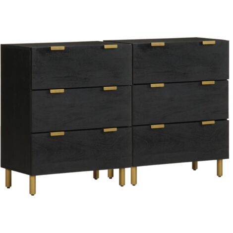 Sideboards 2 pcs Black 60x33x75 cm Engineered Wood vidaXL
