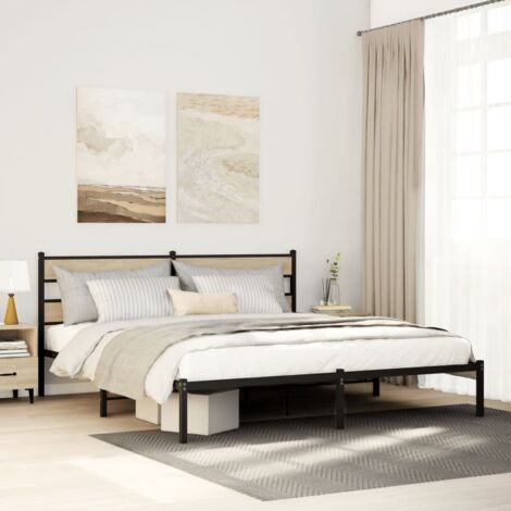 Metal Bed Frame without Mattress Sonoma Oak 183x213 cm vidaXL (1/5)