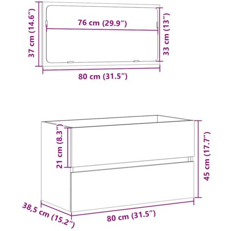 Bathroom Cabinet with Mirror Sonoma Oak 80x38.5x45 cm vidaXL
