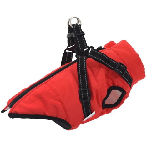 Dog Coat with Harness Waterproof Reflective Red L vidaXL