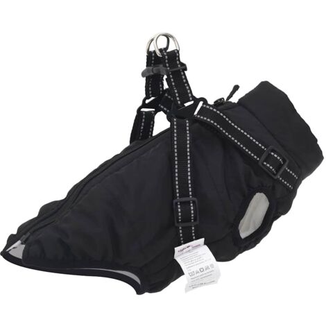 Dog Coat with Harness Waterproof Reflective Black S vidaXL