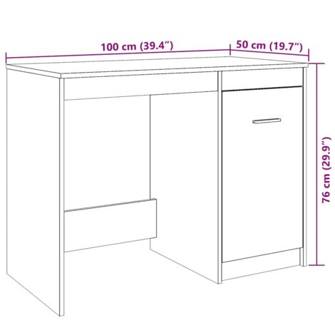 Desk Artisan Oak 100x50x76 cm Engineered Wood vidaXL