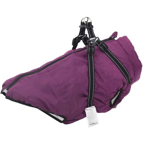 Dog Coat with Harness Waterproof Reflective Purple 5XL vidaXL
