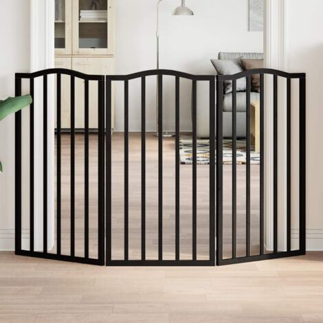 Dog Gate Foldable 3 Panels Black 150 cm Poplar Wood vidaXL