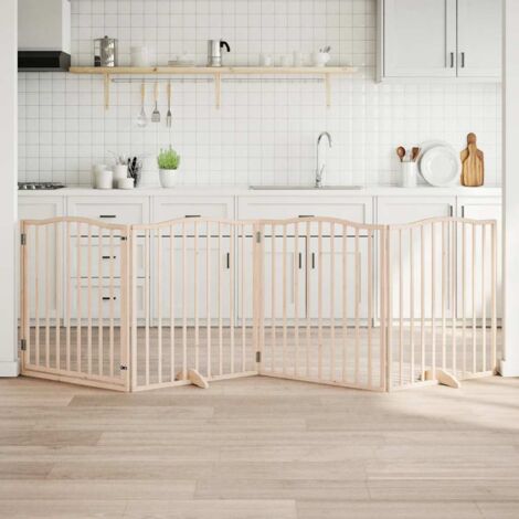 Dog Gate with Door Foldable 4 Panels 320 cm Poplar Wood vidaXL