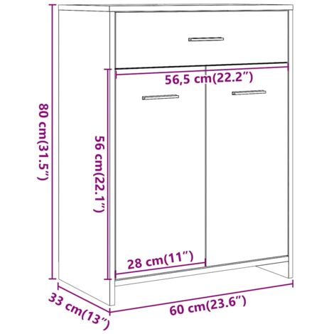 Bathroom Cabinet Concrete Grey 60x33x80 cm Engineered Wood vidaXL