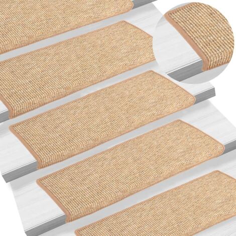 Stair Mats 15 pcs 65x21x4 cm Light Brown Rectangular Edge vidaXL