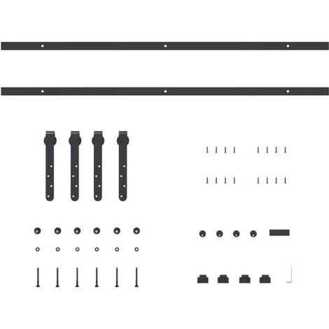 Mini Sliding Wardrobe Door Kit 200 Cm Made Of Carbon Steel In Black Colour Vidaxl - View #4