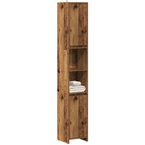 Bathroom Cabinet Old Wood 30x30x183.5 cm Engineered Wood vidaXL