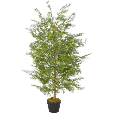 vidaXL Artificial Plant Cypress Tree with Pot Green 120 cm - Green