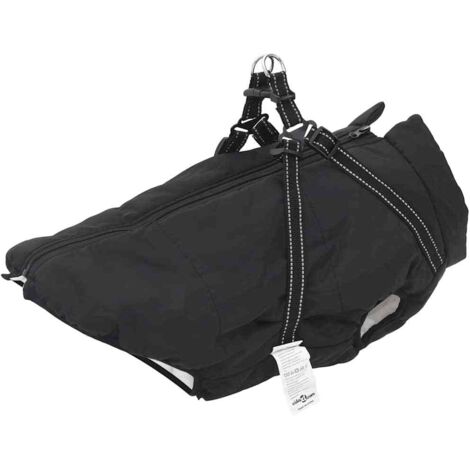 Dog Coat with Harness Waterproof Reflective Black 4XL vidaXL
