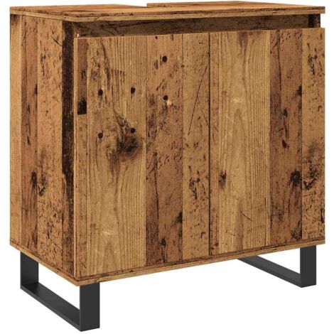 Vidaxl – Bathroom cabinet engineered wood 58x33x60 cm – Moisture resistant – Industrial style with iron feet – Ample storage space (1/5)