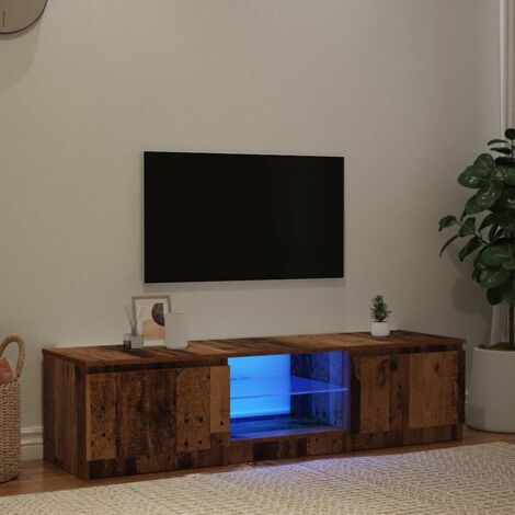 TV Cabinet with LED Lights Old Wood 140x40x36 cm Engineered Wood vidaXL