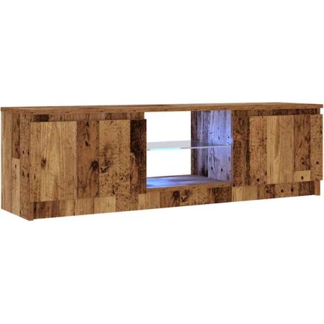 TV Cabinet with LED Lights Old Wood 120x30x36 cm Engineered Wood vidaXL