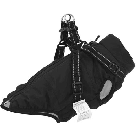 Dog Coat with Harness Waterproof Reflective Black M vidaXL