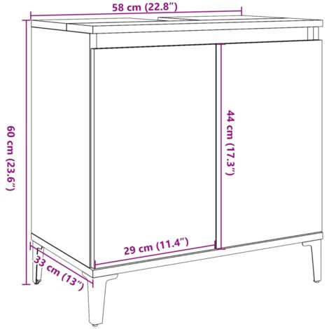 Sink Cabinet Concrete Grey 58x33x60 cm Engineered Wood vidaXL