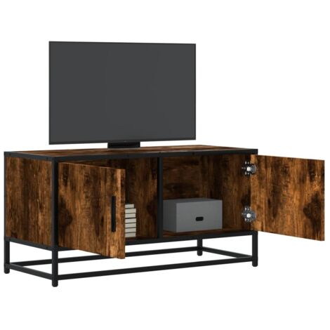 TV Cabinet Smoked Oak 80x34.5x40 cm Engineered Wood and Metal vidaXL (1/5)