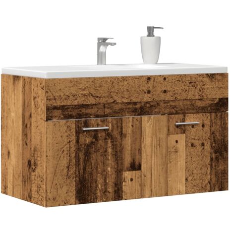 Bathroom Sink Cabinet Old Wood 90x38.5x46 cm Engineered Wood vidaXL