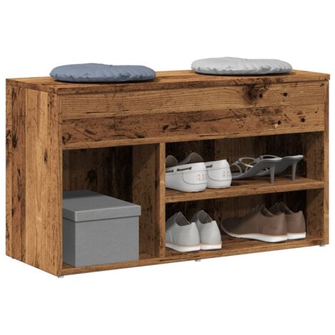 Shoe Bench Old Wood 80x30x45 cm Engineered Wood vidaXL (1/5)