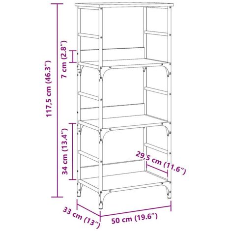 Book Cabinet Artisan Oak 50x33x117.5 cm Engineered Wood vidaXL