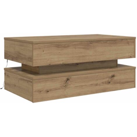 Coffee Table with LED Lights Artisian Oak 90x50x40 cm vidaXL