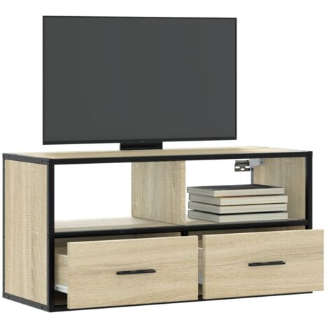 TV Cabinet Sonoma Oak 80x31x39.5 cm Engineered Wood and Metal vidaXL (1/5)