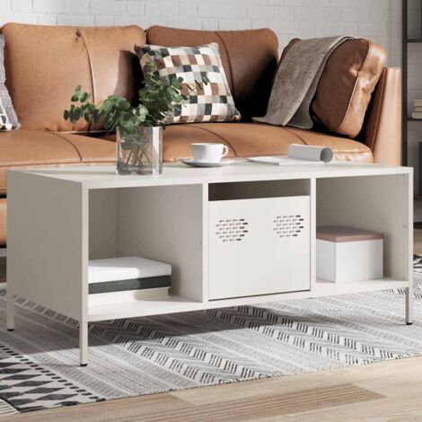 Coffee Table White 101.5x50x43.5 cm Cold-rolled Steel vidaXL (1/5)