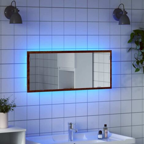 LED Bathroom Mirror Brown Oak 100x8.5x37 cm Engineered Wood vidaXL
