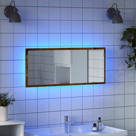 LED Bathroom Mirror Old Wood 100x8.5x37 cm Engineered Wood vidaXL